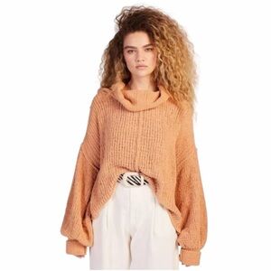 Free People Camel Be Yours Cowl Pullover Sweater Womens XS